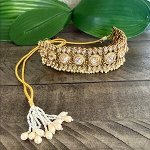 Traditional Indian Kundan Gold Choker Necklace- Adjustable